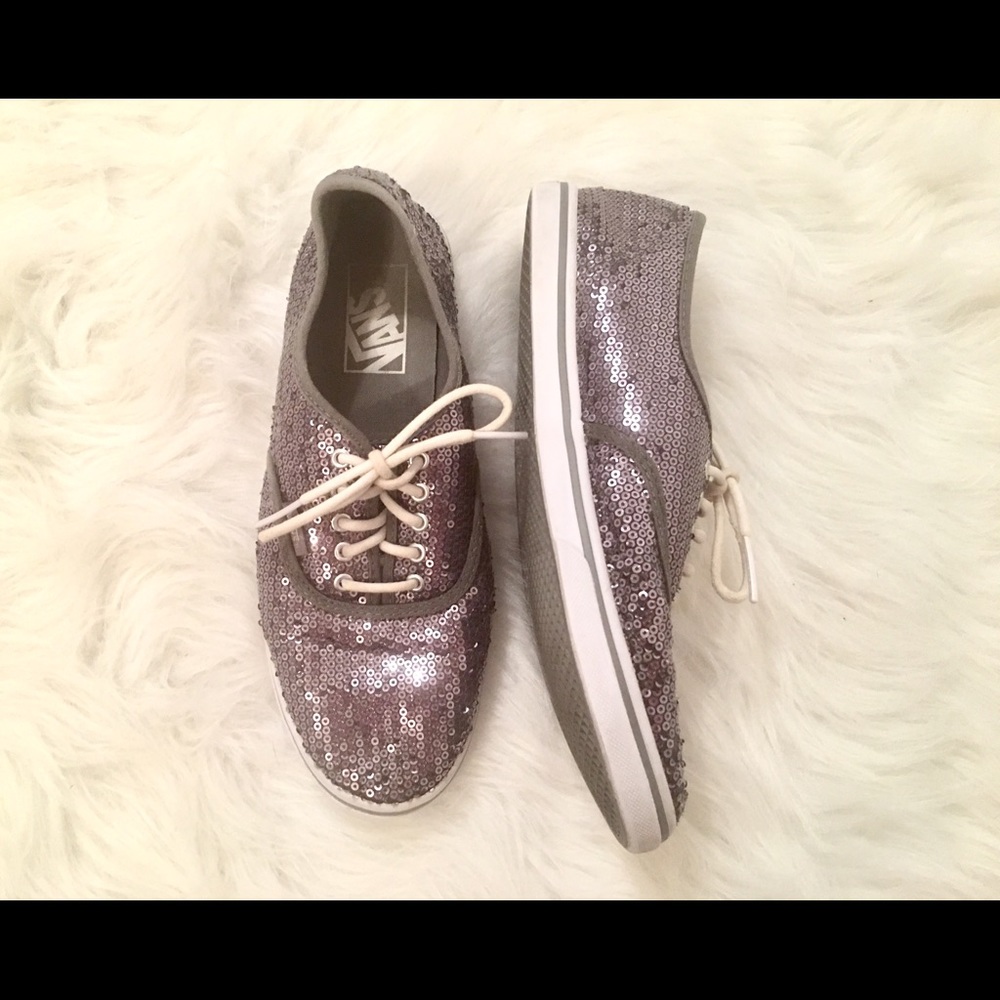 Sparkly Silver Sequin Vans Women’s Size 7.5